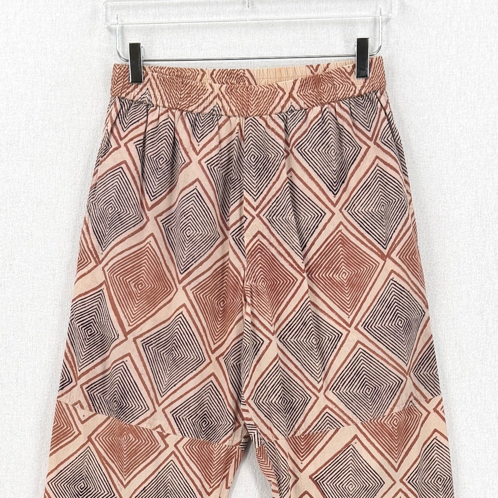 BLINDED BY COLOR PROJECT Printed Barrel Pants Womens One Size Tan Brown Cotton - Picture 3 of 14